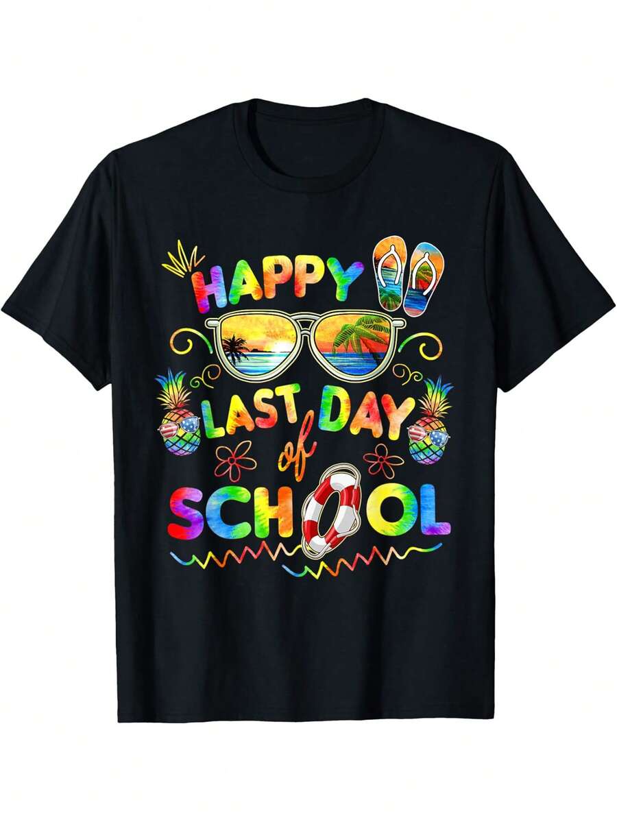 "Have A Great Last Day Of School" T-Shirt For Teachers And Students - Vintage Summer Style - Black - View 1