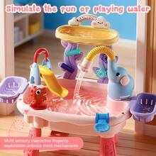 Upgraded Toddler Water Table Toy With Electric Water Pump, Kids Sand Water With Faucet/Play Food Accessories/Fishing Toy, Kitchen Play Sink Toys - Pink - View 7