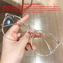 1pc Women's Oversized Lightweight Anti-Fatigue Transparent Lens Eyeglasses, Fashionable Multifunctional Flat Lens Suitable For Daily Use, Computer, TV, Gaming, Smartphone - Clear - View 9