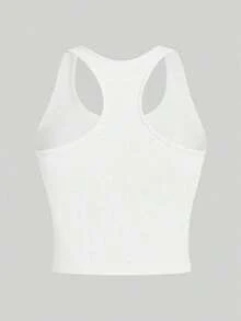 Camiseta de tirantes informal y versátil de unicolor para mujer - Blanco 2 - Ver 4