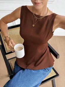 Blusa elegante con volantes bordados para mujer - Marrón 2 - Ver 5
