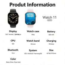 Microwear Watch 11 MINI Smart Watch, 1.85" Color AMOLED Display, 230mAh Built-In Battery, Multiple Watch Faces, IP68 Waterproof, Multi-Language Support, Compatible With Android/IOS, Phone Call, Message Notification, Sleep Tracking, Pedometer, Sports Modes, Ideal Gift For Men, Women, Friends Or Birthday - White - View 11