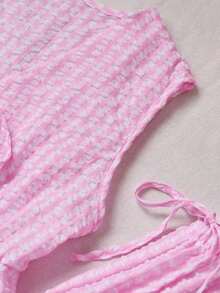 Sweetro Set de 2 piezas: Pantalones rectos con cordones y rayas, estilo callejero para mujer, verano - Rosa 2 - Ver 6