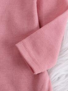 DILAVEL Set de 3 piezas de pelele de manga larga para recién nacidos de otoño/invierno, con estampado bordado de flores y estampado de leopardo de cuello redondo, adecuado para uso al aire libre - Rosa - Ver 9