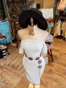 Vestido bandeau de unicolor de moda para mujer - Blanco - Ver 6