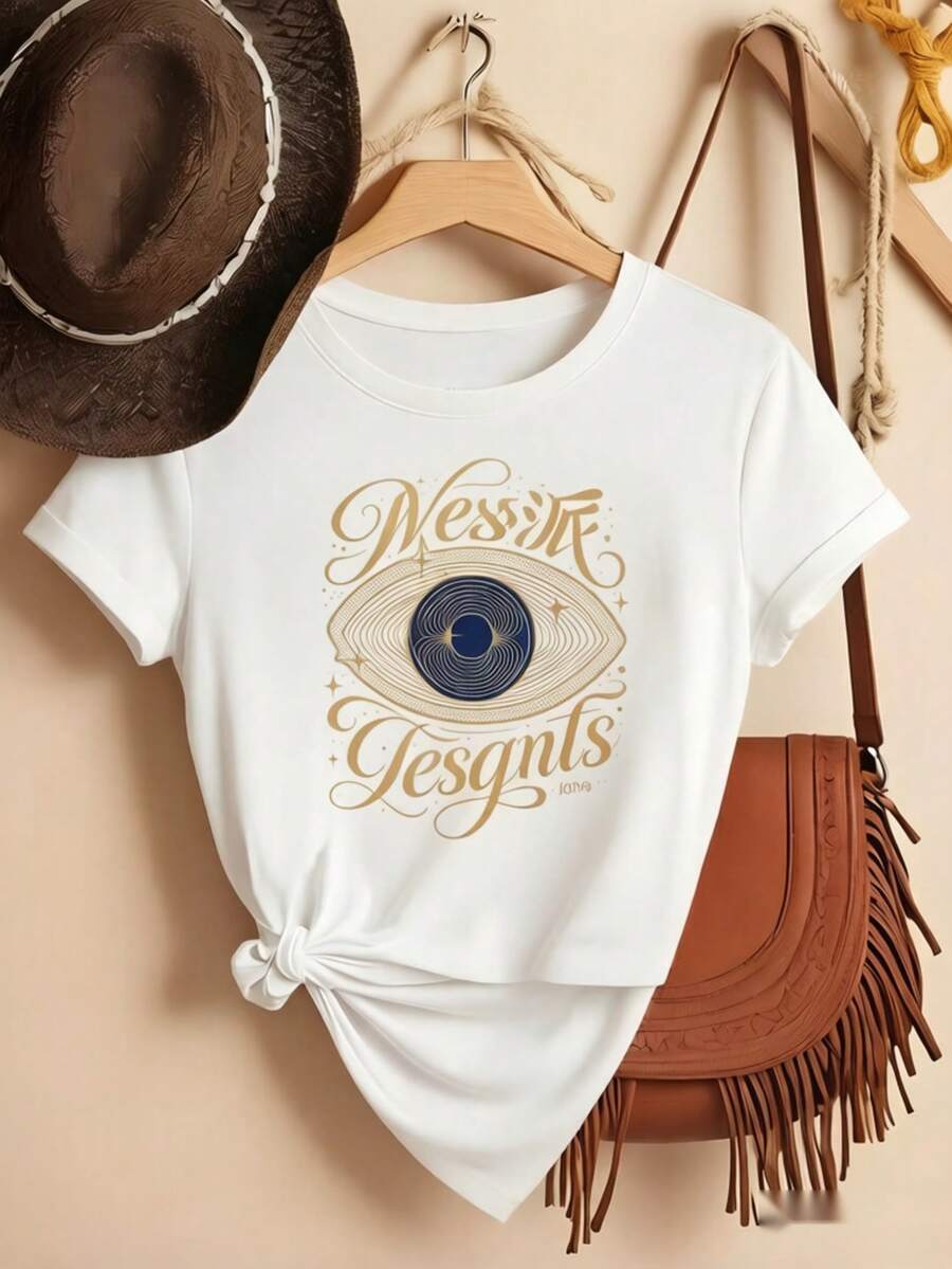 Womens Classic White Cotton T-Shirt Medium Stretch Short Sleeve Round Neck Casual Top - Blanco - Ver 1