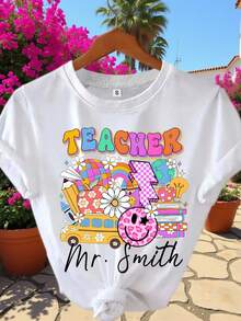 Camisetas con texto 2026 para profesores, camisetas personalizadas con su texto, camisetas con logotipo de empresa, ropa de equipo, etc. - Blanco - Ver 1