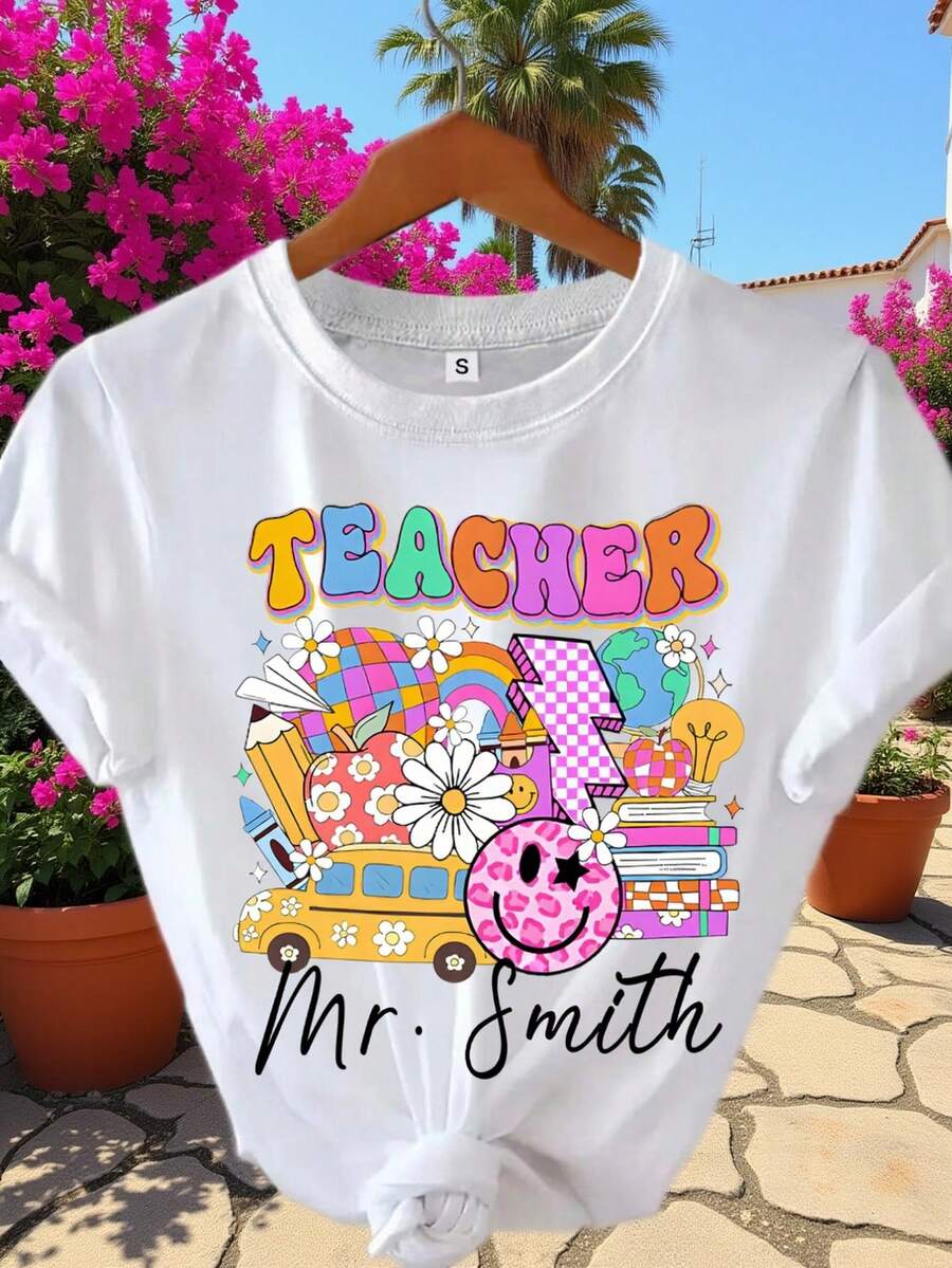 Camisetas con texto 2026 para profesores, camisetas personalizadas con su texto, camisetas con logotipo de empresa, ropa de equipo, etc. - Blanco - Ver 1