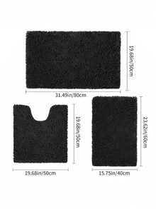 1pc Minimalist Soft & Skin-Friendly Chenille Bath Mat, Absorbent Non-Slip Bathroom Floor Mat, Also Suitable For Room Decor - cyan - View 3