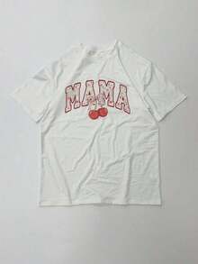 Camiseta de mujer, informal, ideal para ocasiones casuales y para la oficina. 100% natural, con un bonito estampado de letras y números. Corte ajustado, estilo casual, perfecta para primavera, verano y otoño. Manga corta. Ropa de mujer. - Blanco - Ver 2