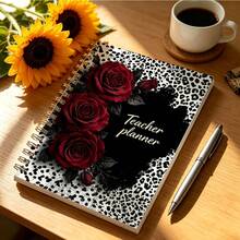 1 pièce Cahier de taille A5 (8,3 * 5,5 pouces) avec couverture imprimée de roses noires et rouges et de léopard. Convient pour la planification des leçons, les relevés d'enseignement quotidiens et la gestion de l'enseignement. Essentiel pour la rentrée scolaire, cadeau idéal pour les enseignants, les étudiants et les collègues - A5 - Voir 6