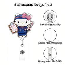 SANRIO 1個 Hello Kitty 亮片可愛卡通護士伸縮式識別證卡套夾，適用於護士、醫生、醫院工作人員日常使用 - 彩色 - 查看 2