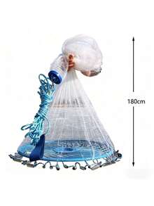 Hand-Cast Fishing Net, Easy To Cast Without Tangling. Multiple Net Heights Available, Encrypted Mesh Holes, Fast Sinking, Beginner-Friendly, And Highly Efficient For Fishing. - Multiple Specifications - View 9