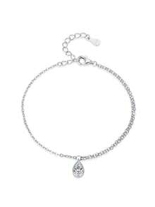 1 chiếc vòng tay dây xích hình giọt nước lấp lánh và sống động dành cho nữ, bằng bạc sterling 925, trang sức cưới. - Bạc - Xem 2