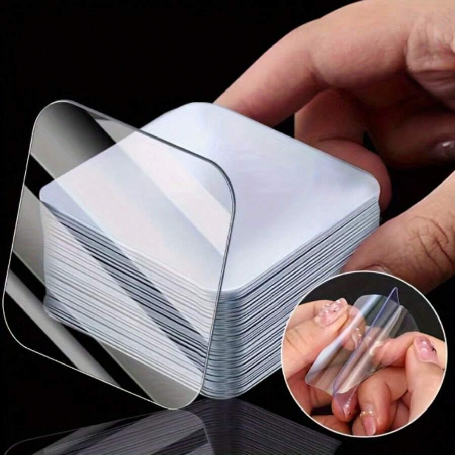 100 Pieces Super Strong Transparent Double-Sided Tape, No Drilling Or Nails Needed, Suitable For Various Surfaces Such As Plastic, Glass, Metal, Stone And Drywall