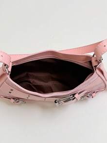 Fashion Women's Handbag, Ladies' Baguette Bag, Versatile Belt Decor Shoulder Underarm Bag - Pink - View 7