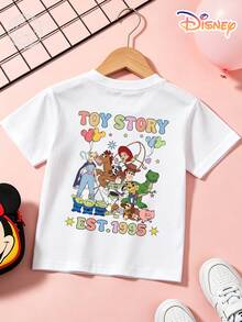 Disney Toy Story Kids T-Shirt, 100% Cotton Retro Group Characters Double-Sided Graphic Tee, Unisex For Boys & Girls Ages 4-12, Soft Breathable Fade-Resistant Fabric, Ideal For Theme Park, School & Daily Casual Wear, Perfect For Vacation, Birthdays & Children's Day Gifts - trắng - Xem 4