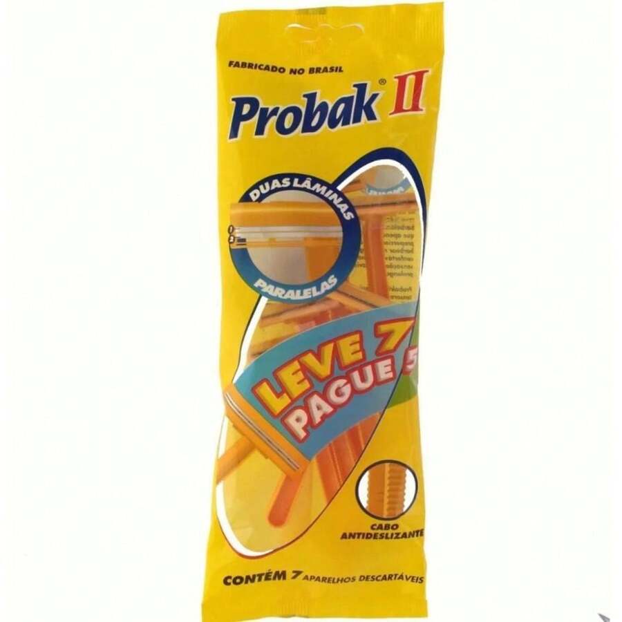 Probak II Barbeador Descartável com 7 unidades - Amarelo - Visão 1