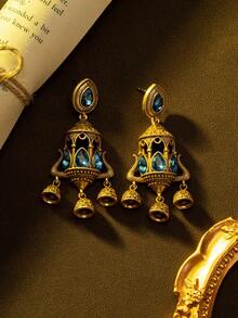 1 Pair Women's Fashion Jewelry Earrings, Luxurious Palace Style Tassel Design, Suitable For Vacation And Festivals - Multicolor - View 1