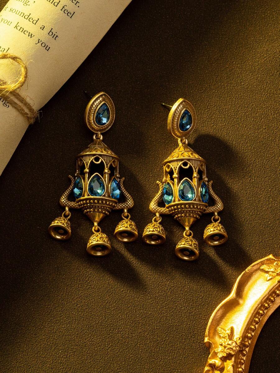 1 Pair Women's Fashion Jewelry Earrings, Luxurious Palace Style Tassel Design, Suitable For Vacation And Festivals - Multicolor - View 1