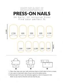 24pcs Short Oval Brown Floral Pattern Acrylic False Nails, Includes Gel Glue And Nail File, Suitable For Parties, Events And Daily Wear, For Women And Girls. Manicure Tool Kit Included. Moldable Nail Art Set - Multicolor - View 3