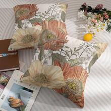 2pcs Vintage Floral Throw Pillow Covers, 12*20 Inch Rust Orange & Yellow Leaf Decorative Sofa Cushion Covers, Farmhouse Style Linen Pillow Shams For Living Room Outdoor Decor, Single-Sided, Inserts Not Included. - Multicolor - View 11