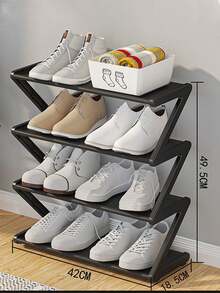 Estantería de zapatos de plástico con forma de Z, estantería de almacenamiento de pie, multifuncional de gran capacidad y fácil montaje, estantería de almacenamiento que ahorra espacio para el hogar y dormitorio, adecuada para la sala de estar y el dormitorio - Multicolor - Ver 12
