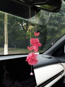 Butterfly & Flower Car Pendant, Creative Car Rearview Mirror Decor, Car Interior Accessories - A - View 5