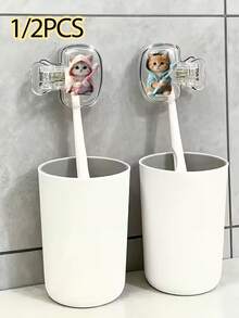 Portable Toothbrush Head Cover With Cute Blue And Pink Cat Pattern, Storage Box, Toothbrush Protective Sleeve, Essential Bathroom Accessory For Home, Business Travel, Daily Use And Outdoor Trips, Portable Toothbrush Storage Box And Travel Dust-Proof Toothbrush Head Cover, Protect Your Oral Health. Perfect Gift For Lovers, Friends, Family, Teachers, Travel Enthusiasts, Essential For Home And Dorm - Multicolor - View 3