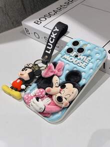 Disney Mickey Mouse Clubhouse Phone Case : 3D Fluffy Pattern Border Protector Phone Soft Phone Case With A Free Cute Mickey Bracelet Chain Lanyard, Mickey, Minnie, Goofy, Donald Duck, Daisy Duck, Pluto, For Apple 17 Promax 17 Pro 16 15 14 13 12 11 Pro Max XS Max X XR Soft Cover Summer Phone Case - 白色 - 查看 7