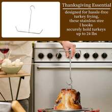 Heavy Duty Stainless Steel Turkey Roasting Rack Hook, Easy To Install, Suitable For Holiday Meal Preparation, Barbecue, Deep Frying, Outdoor Cooking Accessories - Light Grey - View 6