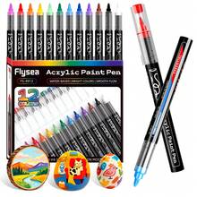 12/24/36 Pennarelli acrilici colorati, punta da 1-2mm, adatti per disegno/graffiti per adulti, applicabili per arti e mestieri fai-da-te - tessuto, legno, pietra, ceramica, metallo, ritorno a scuola - Set - Visualizzare 2