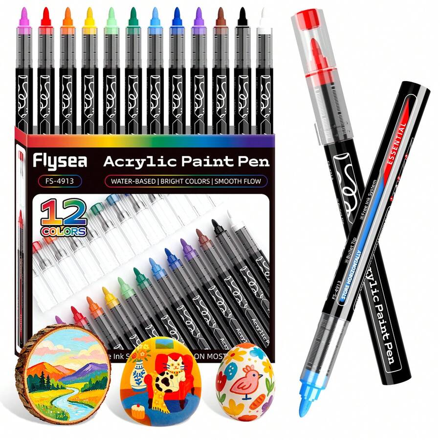 12/24/36 Pennarelli acrilici colorati, punta da 1-2mm, adatti per disegno/graffiti per adulti, applicabili per arti e mestieri fai-da-te - tessuto, legno, pietra, ceramica, metallo, ritorno a scuola