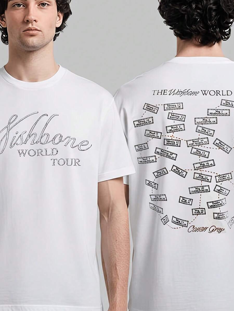 Gray Wishbe World Tour Merch 2026 Tour Map Dates White T-Shirt - White - View 1