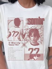 Sombr World Tour T-Shirt   Music Fan Tee - White - View 1