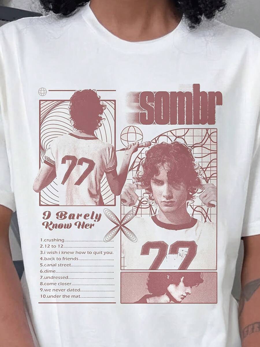 Sombr World Tour T-Shirt Music Fan Tee - White - View 1