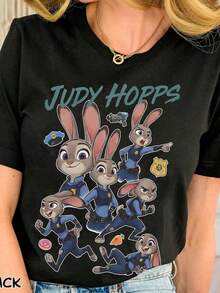 Z1ootopia vintage Judy Hopps S1Hirt, Judy Hopps y Nick Wilde T1S1Hirt, Z1ootopia 2 T1EE, tierra Family Matching TR1ip Oui - Negro - Ver 2