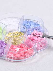 3D Décorations d'art pour ongles avec fleurs colorées, incluant rose, bleu, jaune et violet, de tailles mélangées, avec accessoires de perles métalliques. Convient pour la bijouterie DIY, les fournitures et accessoires de nail art pour le printemps/été - Multicolore - Voir 8