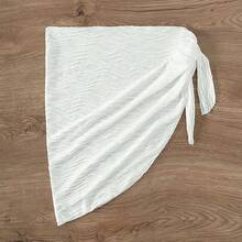 Swim Vcay Women's Summer Beach Cover-Up Dress Sexy Solid Color Holiday Beach Knotted Side Cover-Up Dress - Blanco - Ver 5