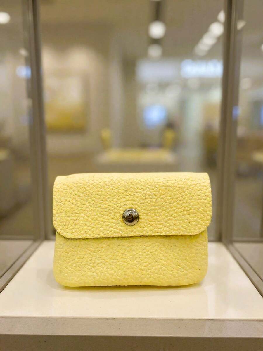 petit portefeuille en cuir véritable de fabrication italienne - Jaune citron - Voir 1