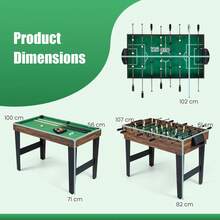 GOFLAME 10-In-1 Stackable Game Table Set 126CM Multi-Game Combo Table For Family & Adult With Foosball Air Hockey Pool Ping Pong Shuffleboard Bowling Chess Checkers Backgammon Game - Brown - View 2