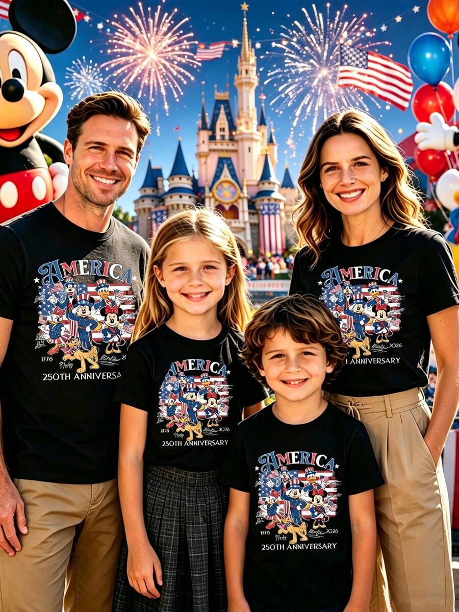 America 250th Anniversary Disney Matching Family T-Shirts, Patriotic Mickey & Friends USA Flag Tees, 4th Of July Family Outfits - 男童 - 查看 1