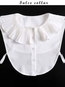 DA FEN QI MI MA 1pc Detachable Ruffled Collar, White Chiffon Multi-Layer Collar Decor Suitable For Shirts And Dresses - White - View 10