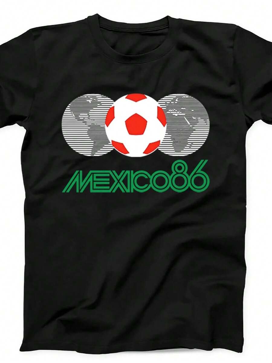 Camiseta negra México 86 Logo Copa Mundial de Fútbol de los 80 Maradona Regalo T1EE 554.220g unisex 100% algodón. Peso ideal para todas las estaciones, adecuada tanto para hombres como para mujeres. Tejido de alta calidad y duradero, suave al tacto y de larga duración. Prenda transpirable, adecuada para el uso de otoño de las mujeres, para vacaciones, el Día de la Madre, celebraciones del Día de la Independencia y como regalo. - Negro - Ver 1
