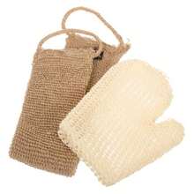 Genérico Guantes Exfoliantes de Cuerpo Doble Cara 2 Piezas Guante Tejido de Fibra Natural y Estropajo de Yute 60X11 CM Cepillo de Espalda para Ducha Exfoliante Corporal para Baño y - Colores surtidos - Ver 2