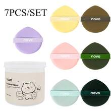 NOVO 7pcs/Set Soft Makeup Puff Set With Storage Box - Water Drop Shapes & Round, Reusable Sponge, Wet And Dry, Non-Latex, Easy Makeup, Suitable For Cushion And Liquid Foundation, Cream, Powder, Concealer,Makeup Tool For Travel And Daily - Multicolor - View 14