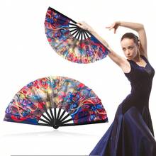 1把手扇嘉年华，可折叠，竹扇，男女皆宜，是嘉年华、麻布、旗袍、表演、舞蹈、节日、活动、派对的理想之选。 - 彩色 - 查看 2