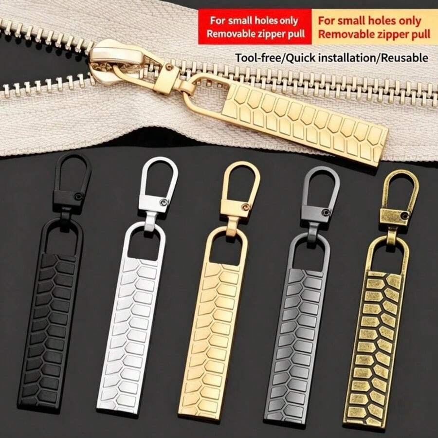 3/6/9pcs Simple Plaid Zipper Pulls - High Quality Zinc Alloy Zipper Sliders Replacement For Luggage, Jackets, Backpacks, Boots, Wallets And Coats - Easy To Install, No Tools Needed, Reusable Zipper Pulls Accessories - Multicolor - View 1