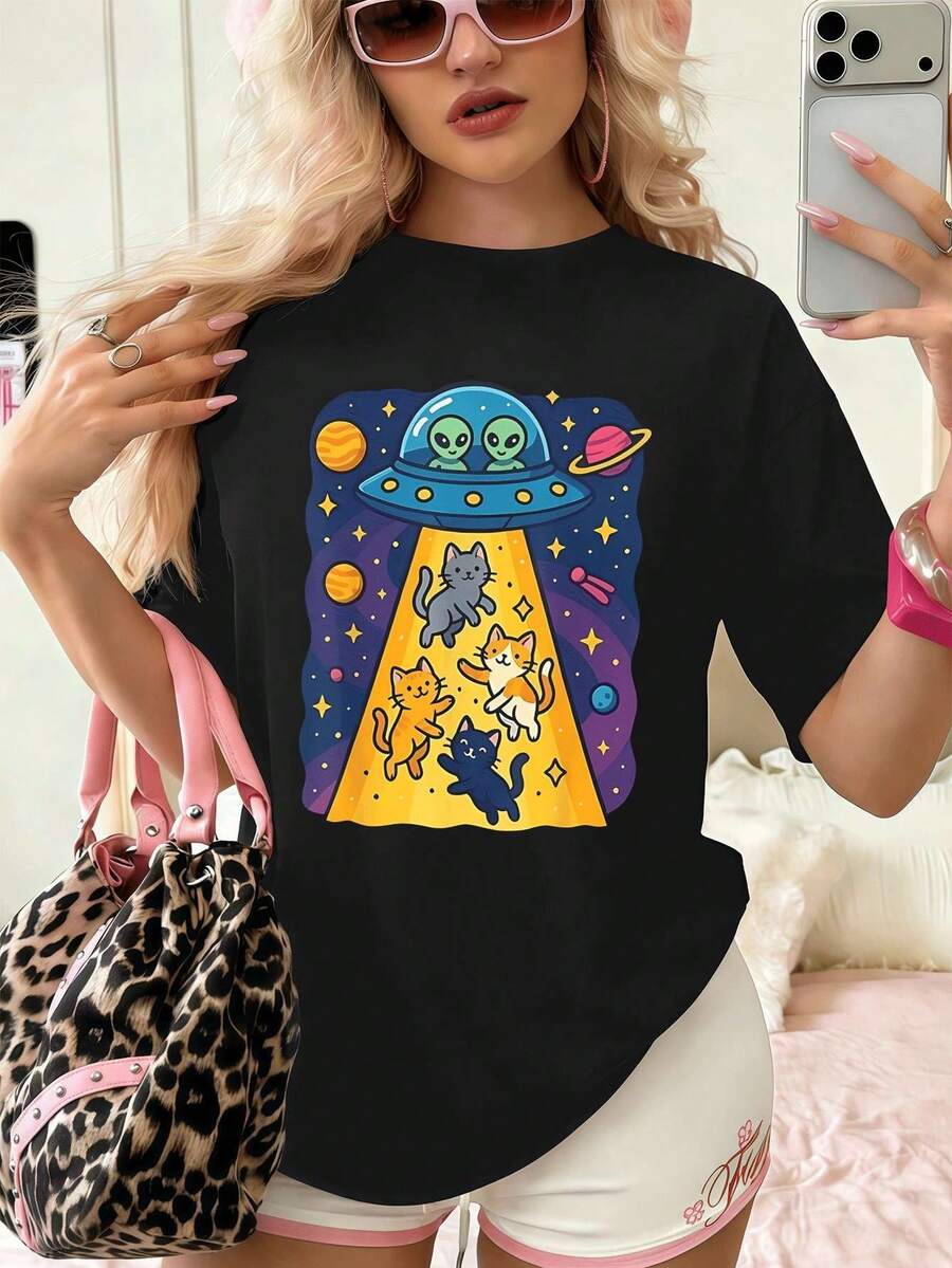 Dam-T-shirts - Svart - Visa 1