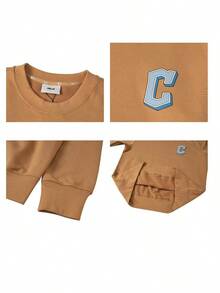 Sweatshirt Olahraga MLB Unisex, Musim Panas 2026 Warna Caramel Baru, Pullover Kasual dengan Huruf, 3AMTM0934-45CAL - Beige muda - View 7